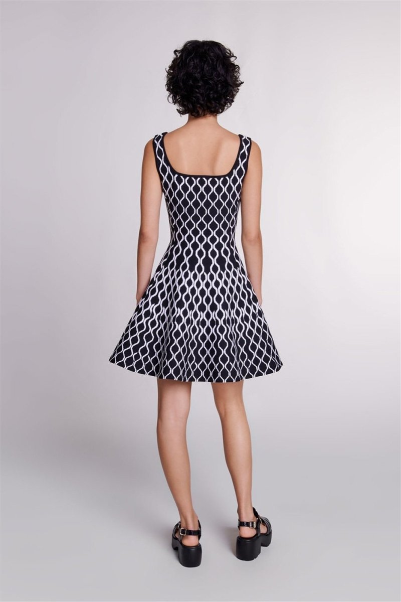 Geometric Mini Dress | Black & White | Chic & Playful