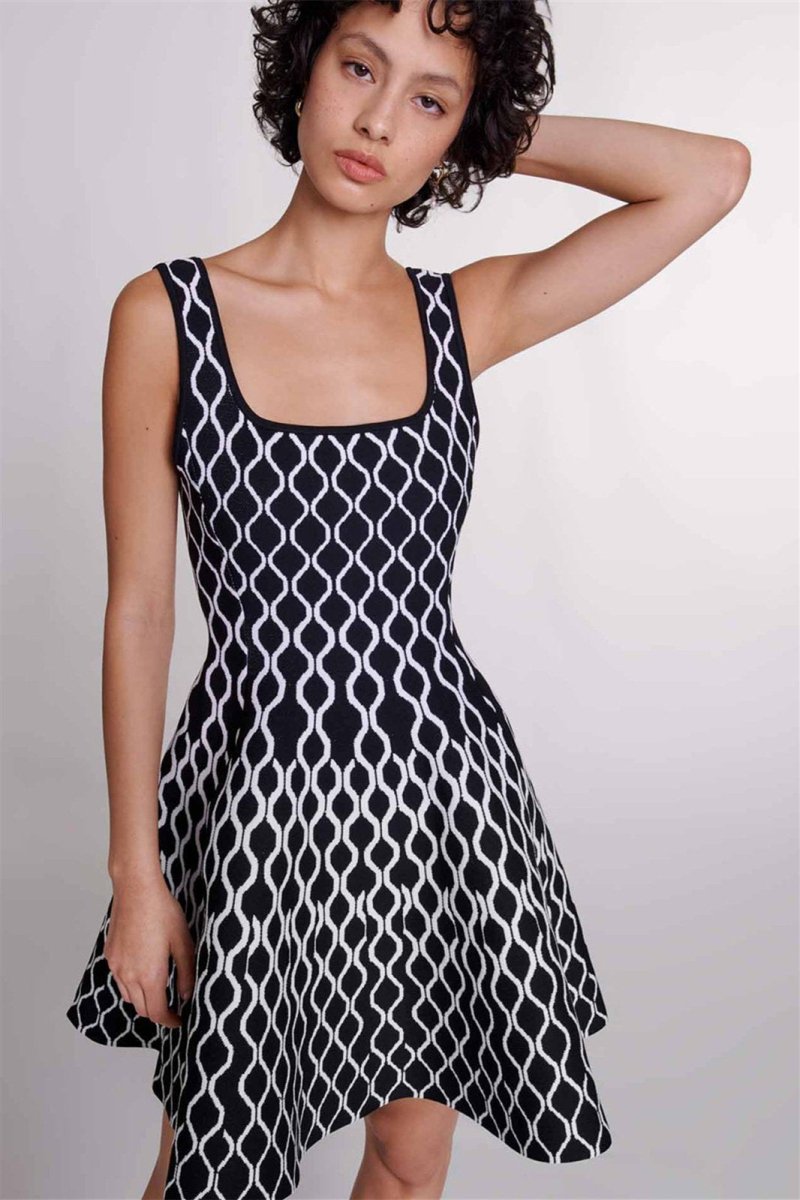 Geometric Mini Dress | Black & White | Chic & Playful