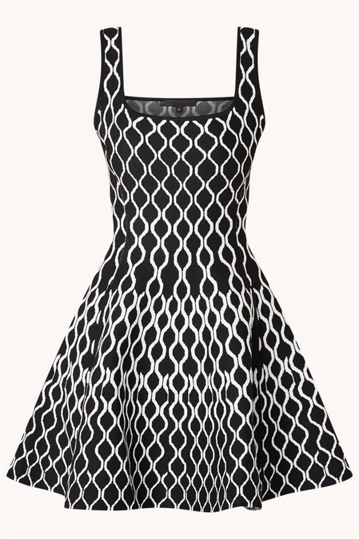 Geometric Mini Dress | Black & White | Chic & Playful