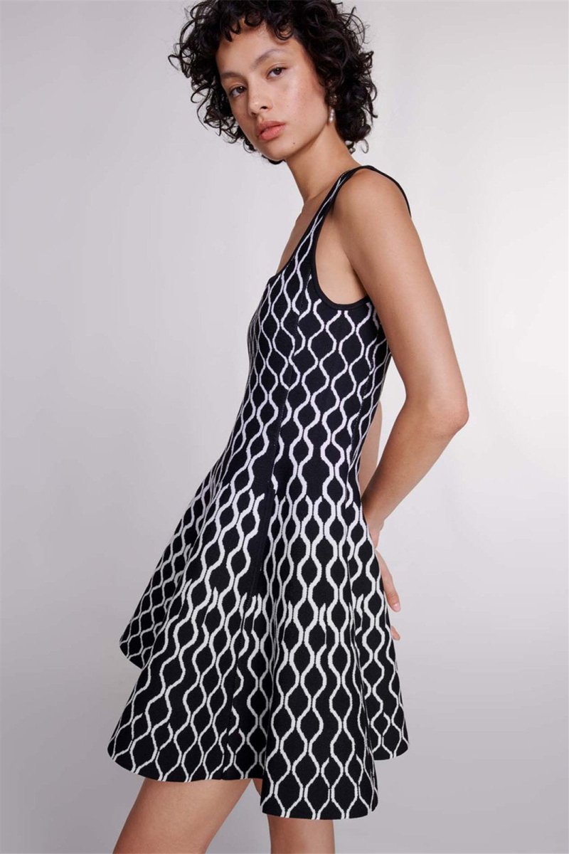 Geometric Mini Dress | Black & White | Chic & Playful