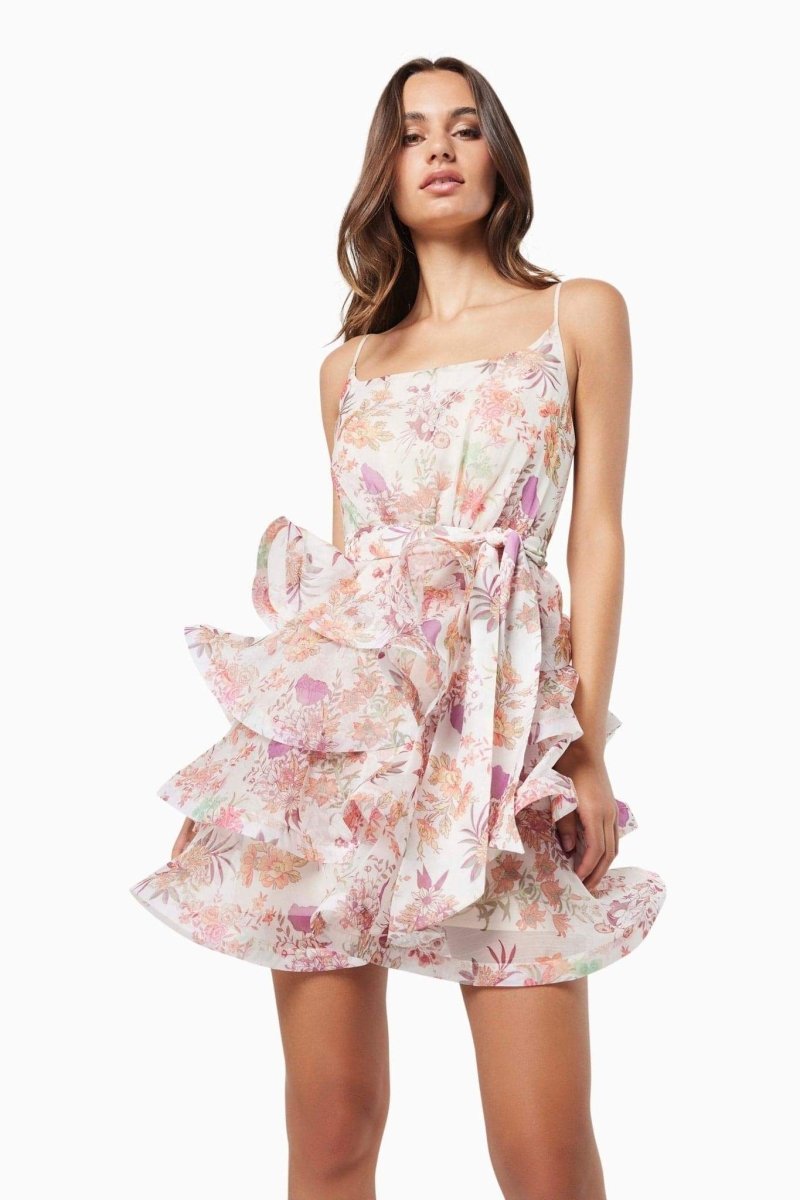 Floral Ruffle Mini Dress | Strapless | Elegant & Feminine
