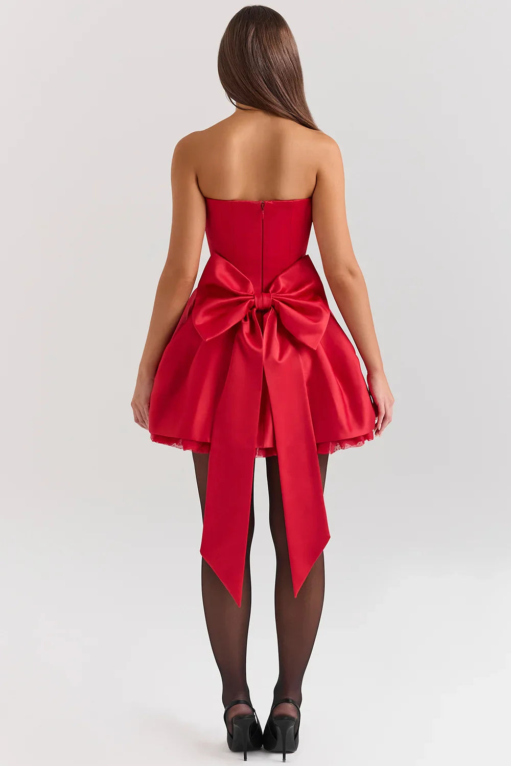 Women’s Strapless Satin Mini Dress | Bold & Elegant | Flared Skirt & Sweetheart Neckline