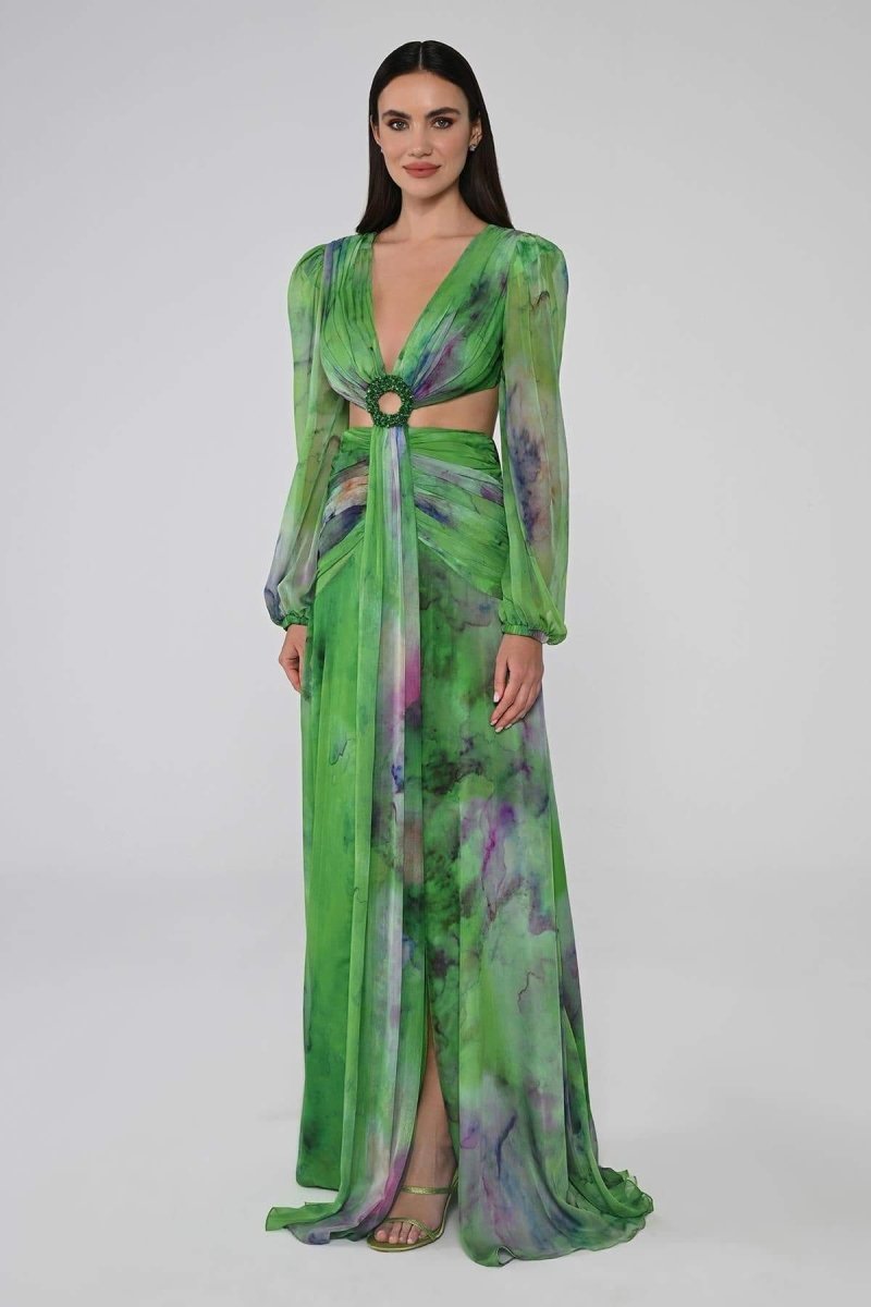 Plunge Neckline Maxi Dress | Flowing | Bold and Elegant