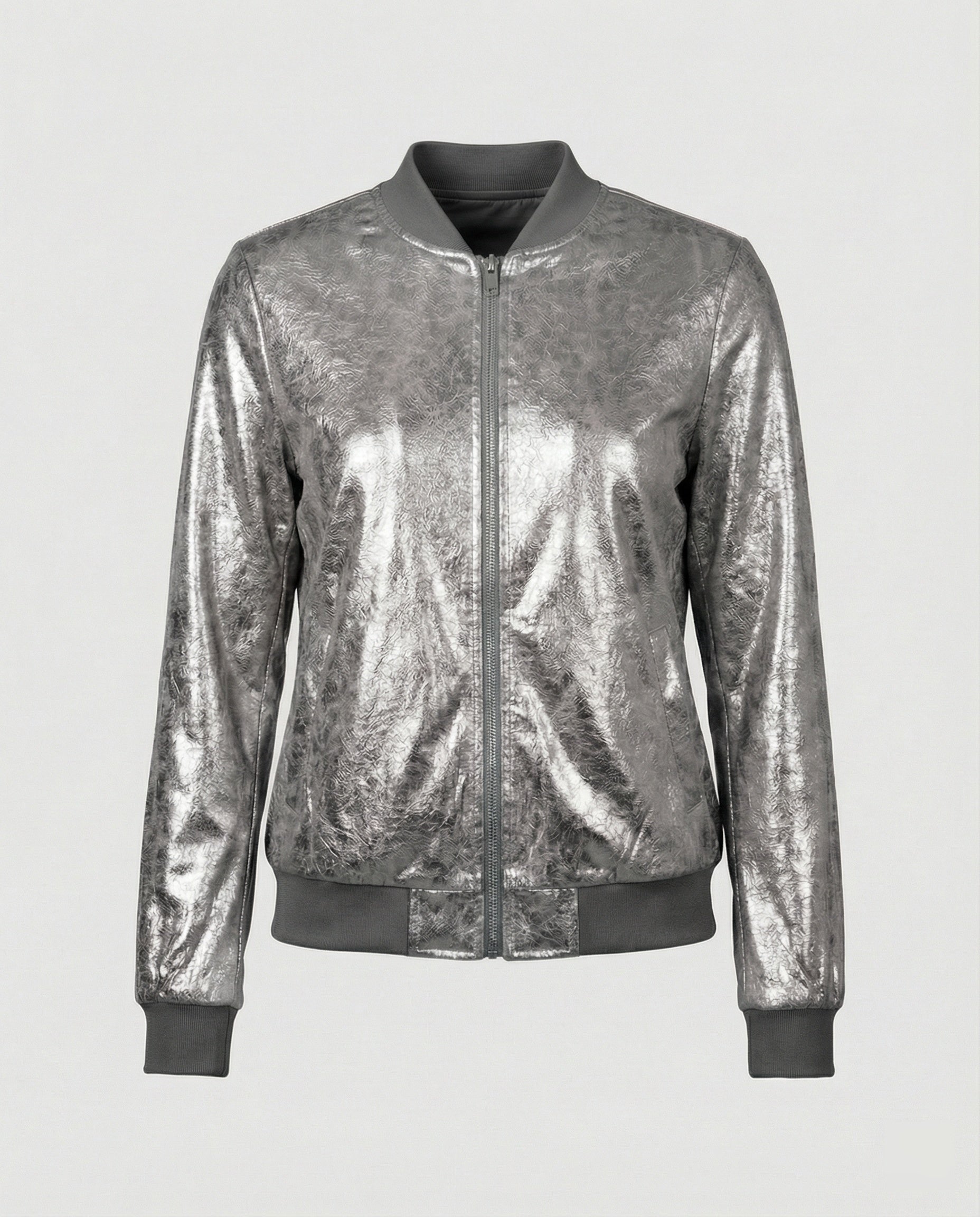 Almira - Shiny Womens Bomber Jacket With Zip