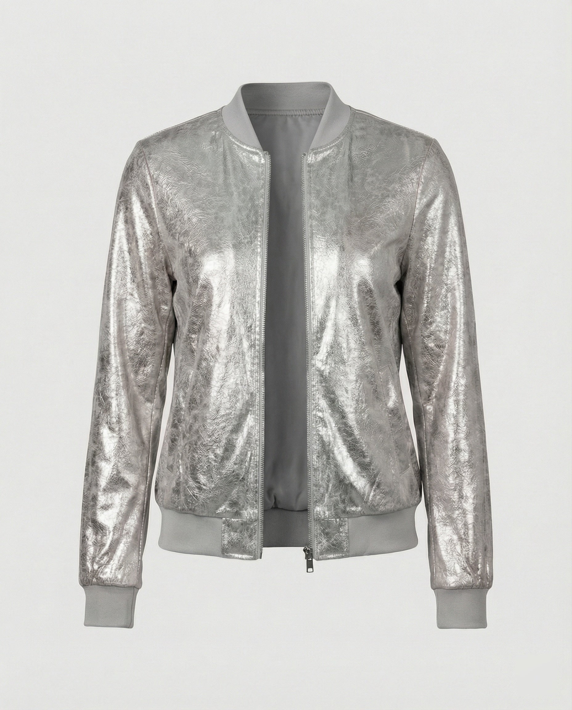 Almira - Shiny Womens Bomber Jacket With Zip
