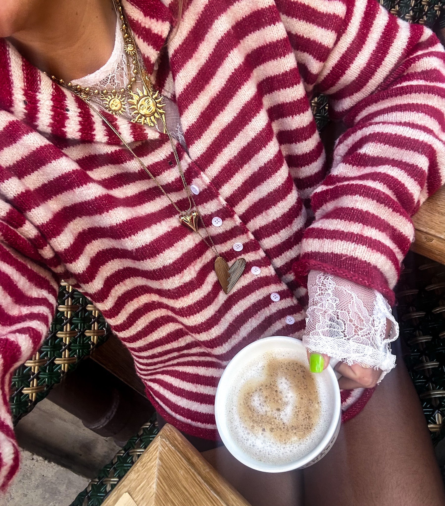 Women’s Vest - Red Striped Long Sleeve Top