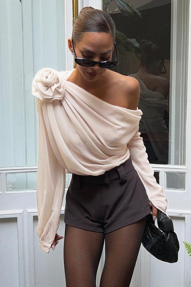 Off-Shoulder Draped Blouse | Chic & Elegant | Perfect for Statement Styling