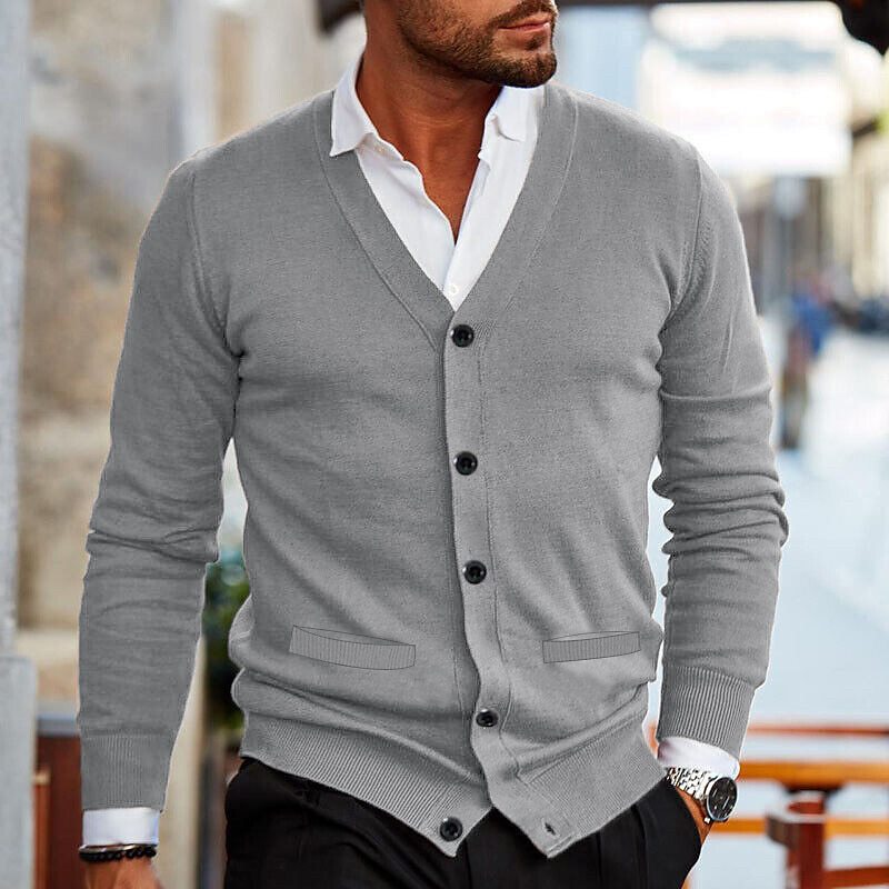 Men’s Knit Vest - Button-Front Long Sleeve Cardigan