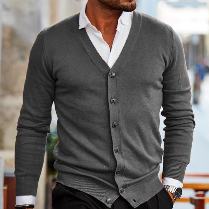Men’s Knit Vest - Button-Front Long Sleeve Cardigan