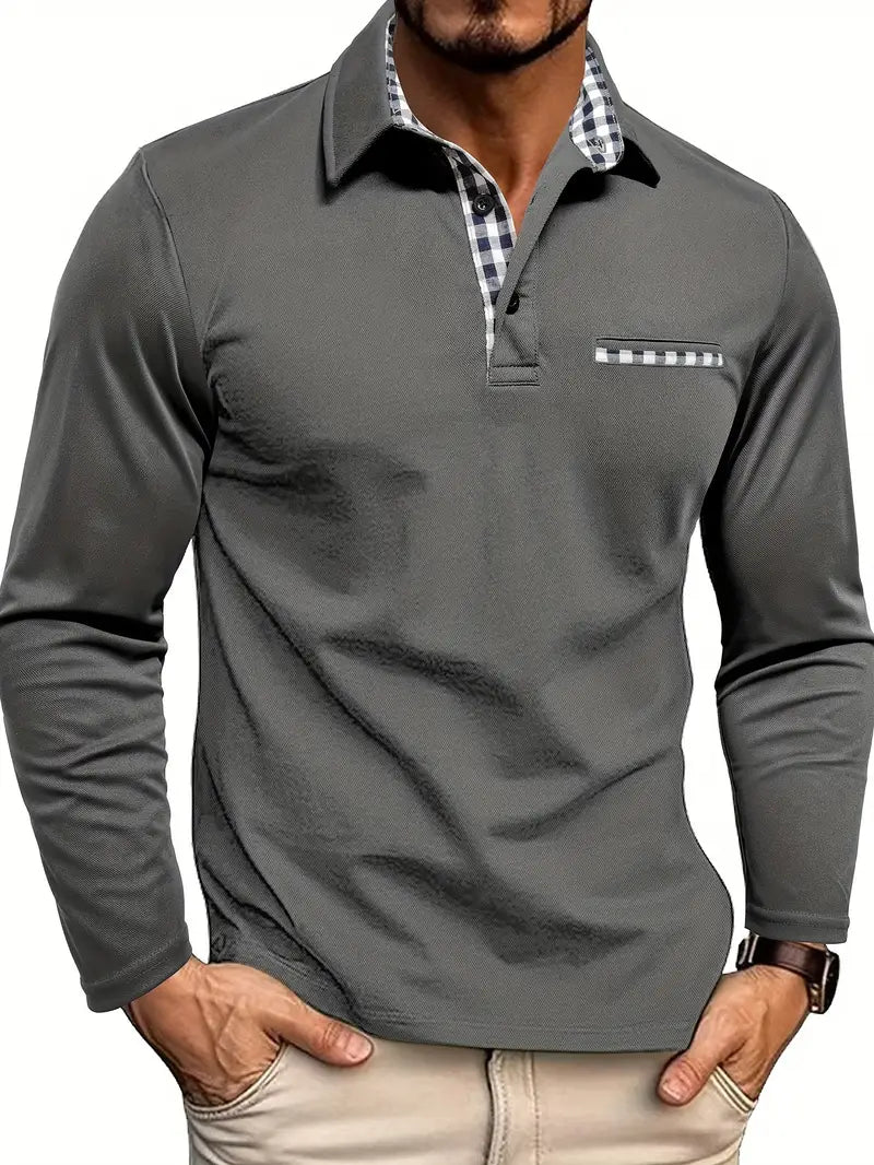 Men’s Long-Sleeved Shirt – Collar  and Button Design