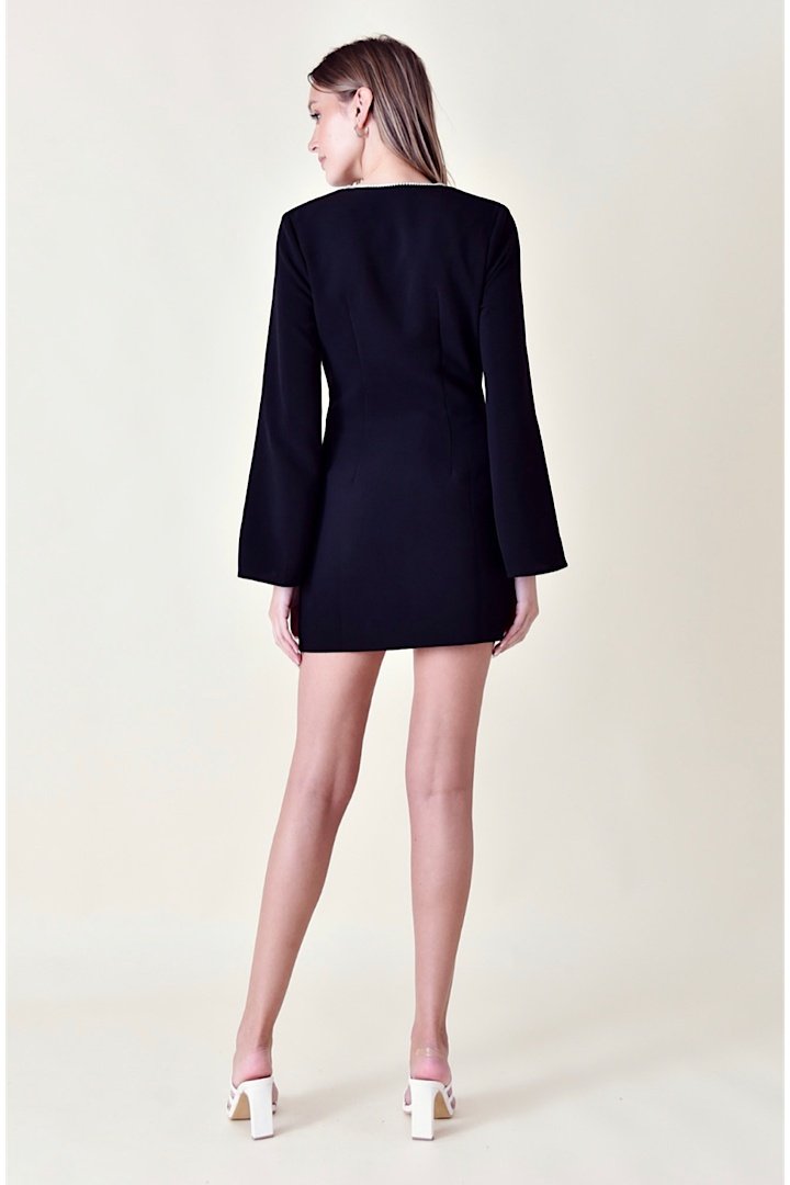 Blazer Mini Dress | Deep V-Neck | Chic & Elegant